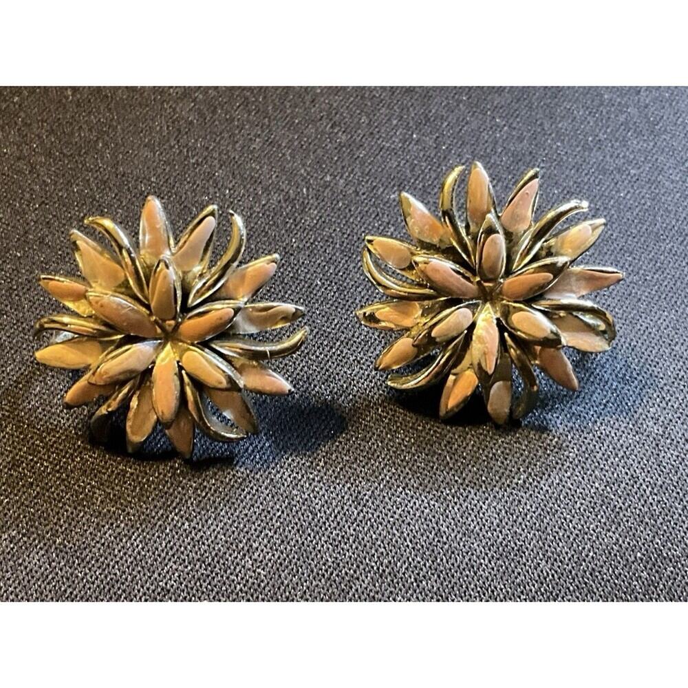 Vintage Coro Screw Back Enamel Earrings (Some Wear Showing)